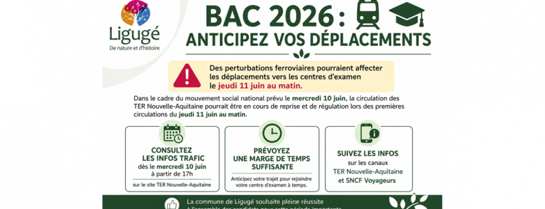Déplacements SNCF des candidats au baccalauréat les 11 et 12 juin 2026